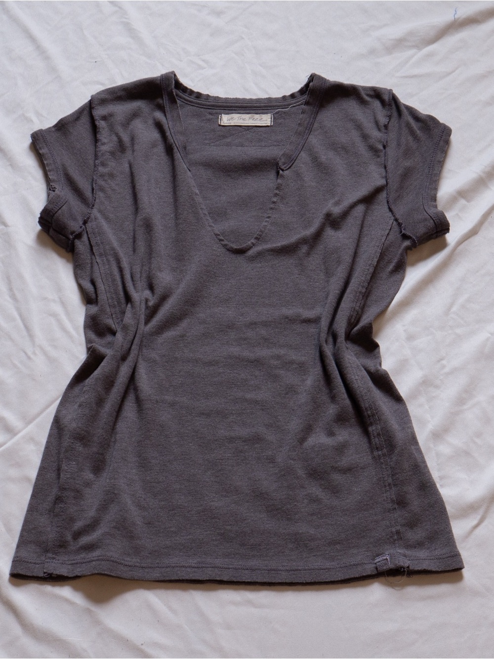Free People Charcoal Scoop Neck Short Sleeve Tee